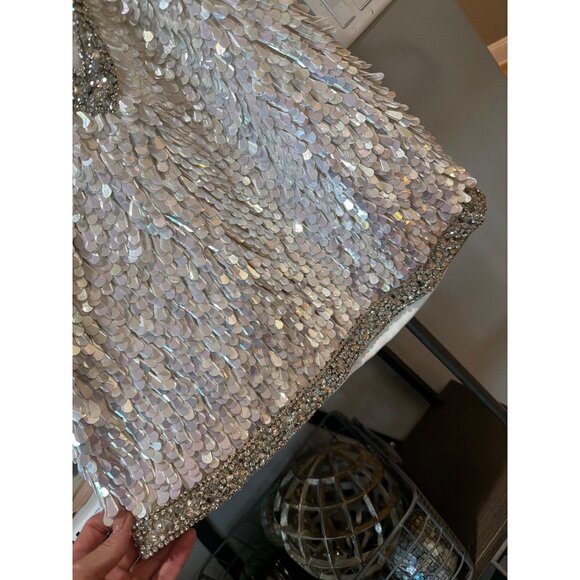 retrofete Ivana Sequin Rhinestone Mini Dress White & Silver Womens Size Small - Picture 14 of 16